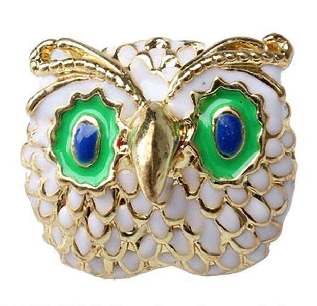 Owl Ear Stud, Owl Green Eyes Jewelry, Cute Owl Ear Stud, Owl Ear Stud